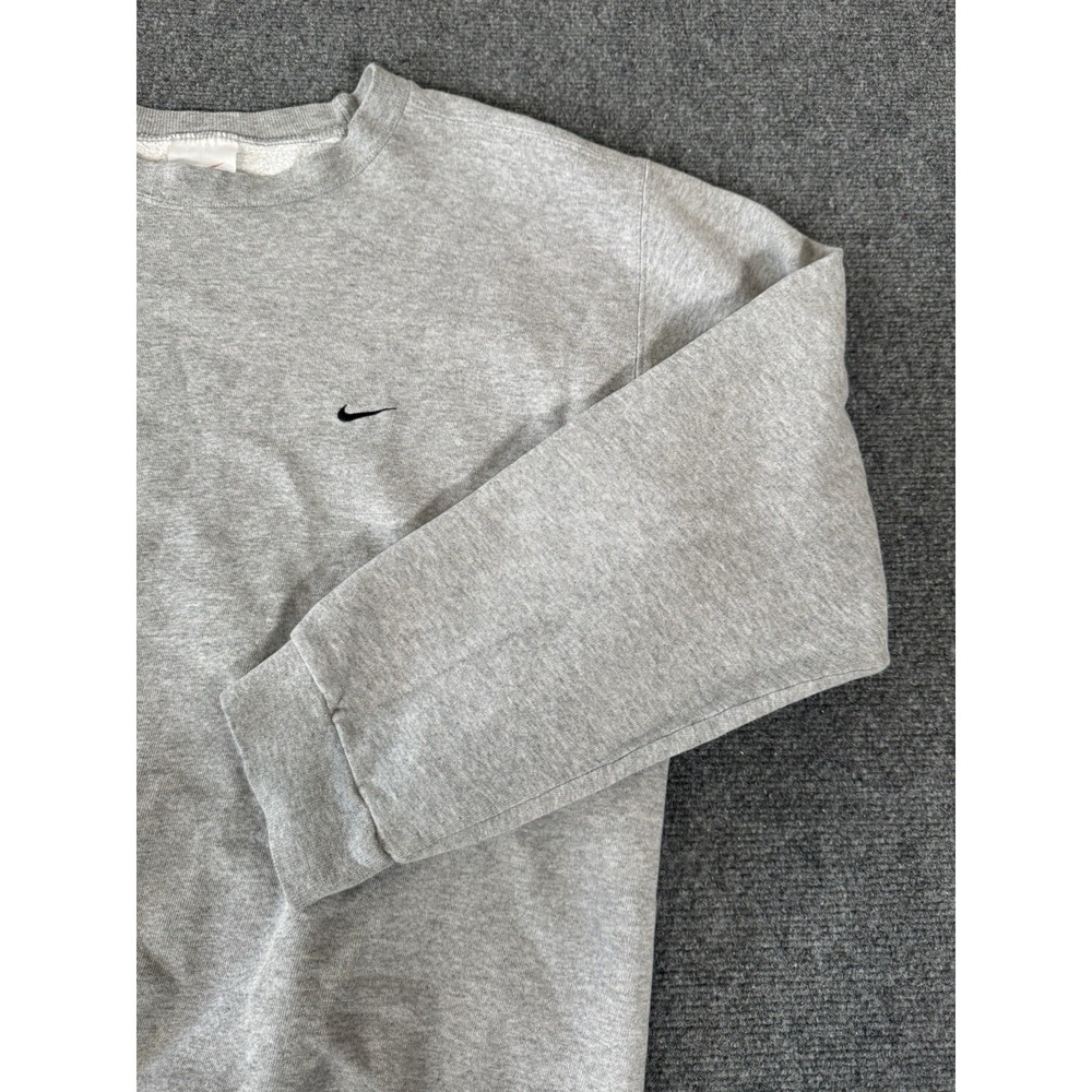 Vintage 90s Nike Swoosh Sweatshirt Mens L Gray Embroidered Logo Crew White Label - Picture 2 of 9